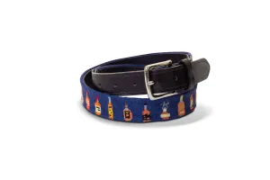 Bourbon Bottles Needlepoint Belt