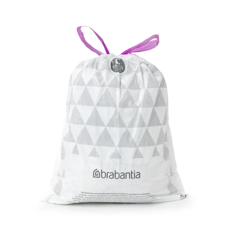 Brabantia PerfectFit Roll Pack Bin Liner Bags, C, 10/12 L x 20 Bags, Roll Pack