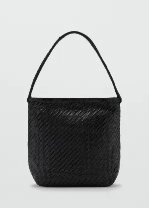 Braided leather shoulder bag