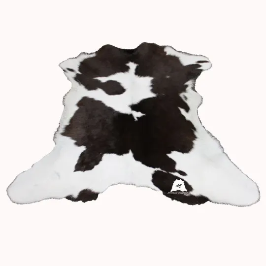 Brown & White  Calfskin Rug Size 3ft x 3ft - Premium Quality Cowhide Rug