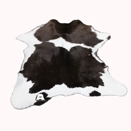 Brown & White  Calfskin Rug Size 3ft x 3ft - Premium Quality Cowhide Rug