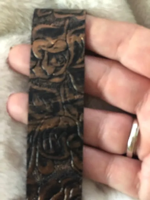 Brown Embossed Western Faux Key Chain