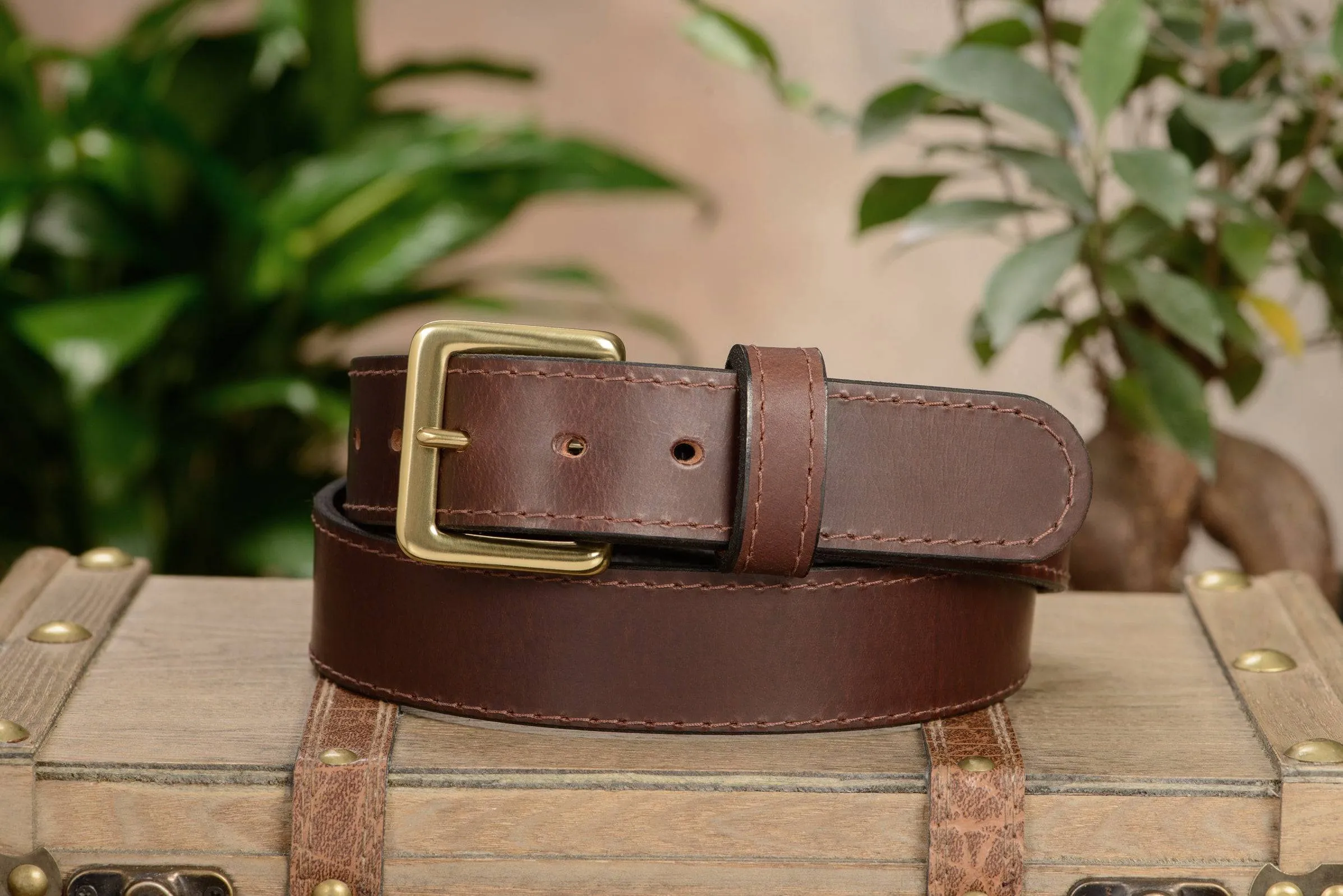 Brown English Bridle Leather Money Belt With 25" Zipper