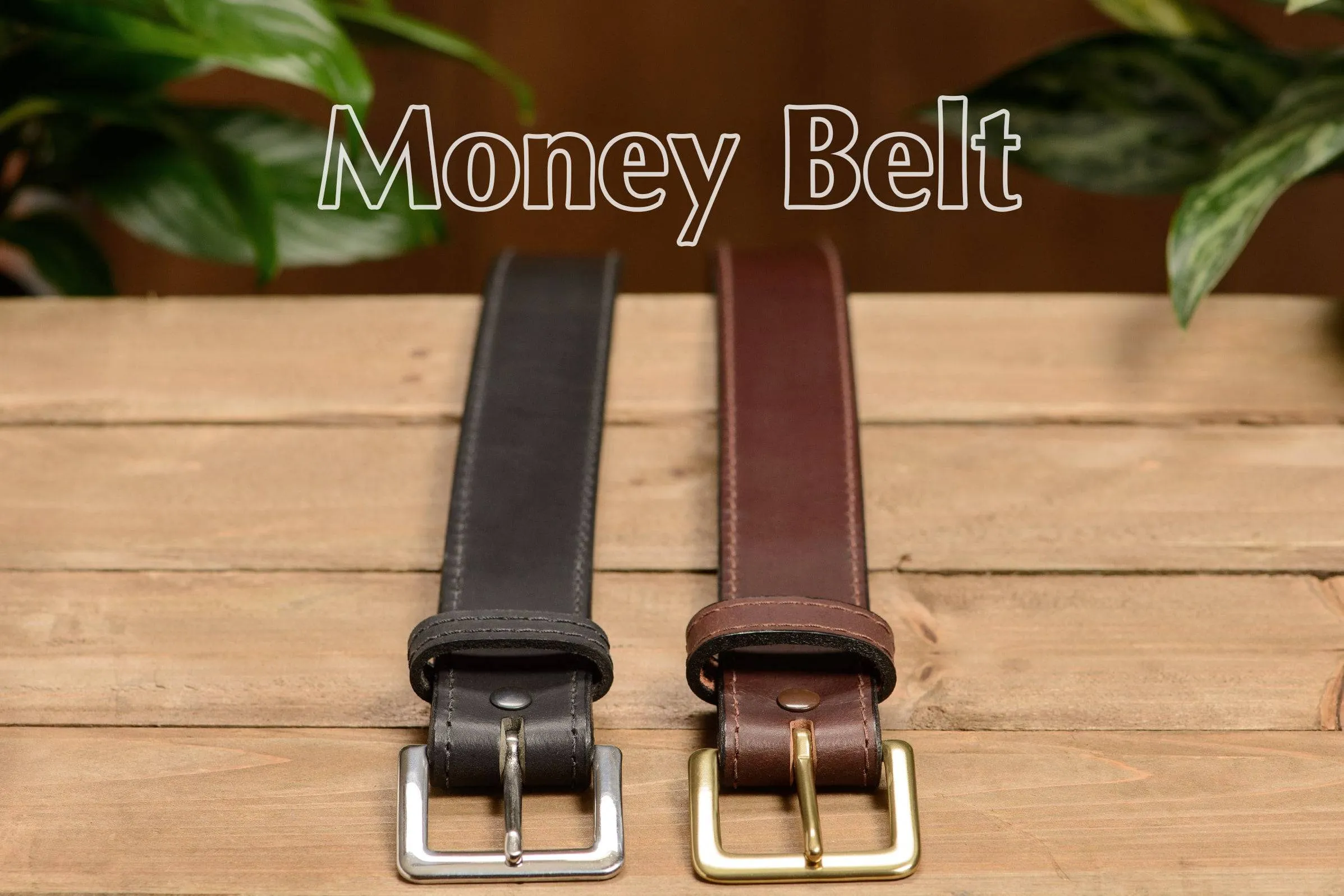 Brown English Bridle Leather Money Belt With 25" Zipper
