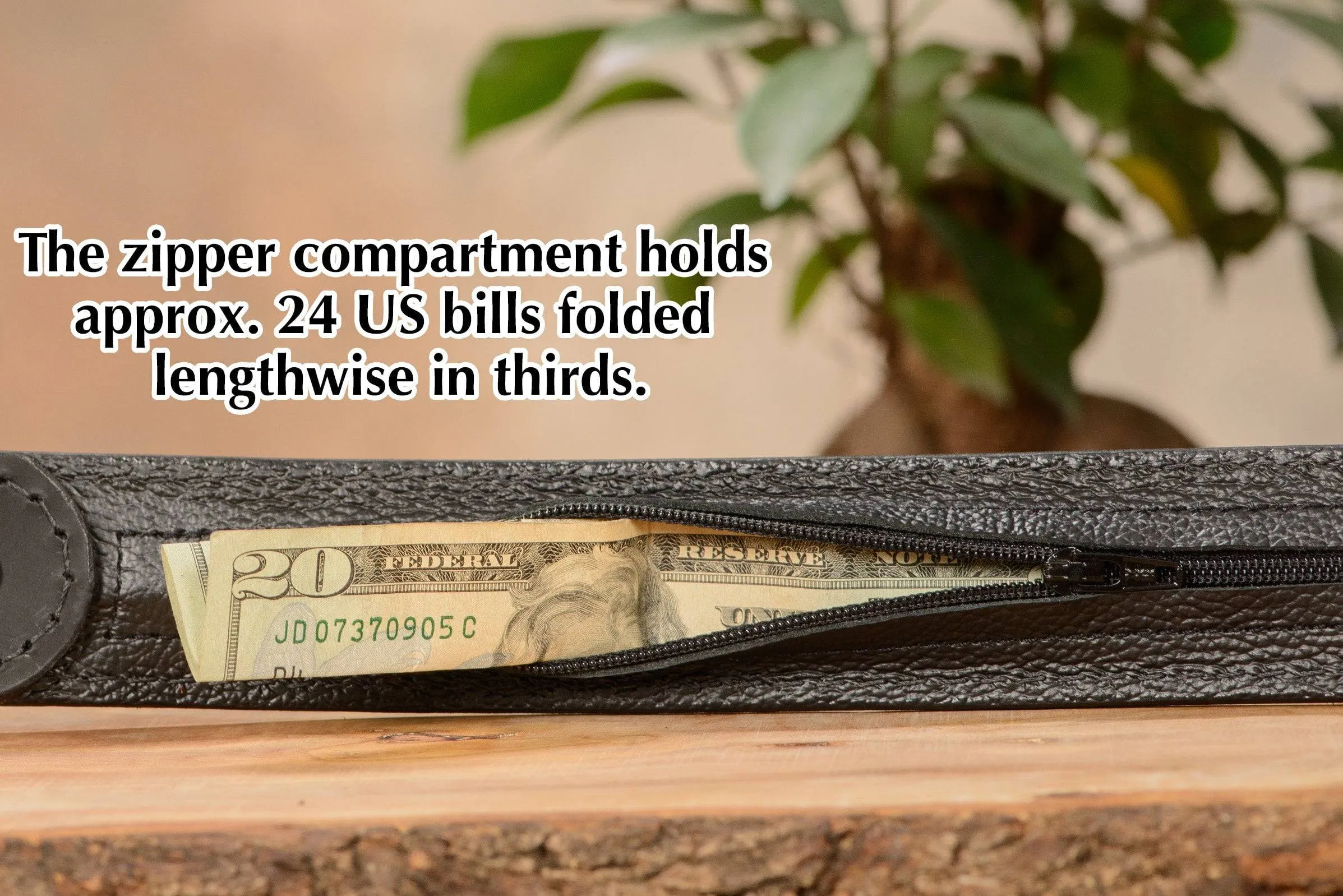 Brown English Bridle Leather Money Belt With 25" Zipper