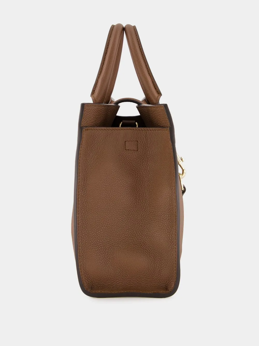 Brown Medium Tote Bag with Hook Closure