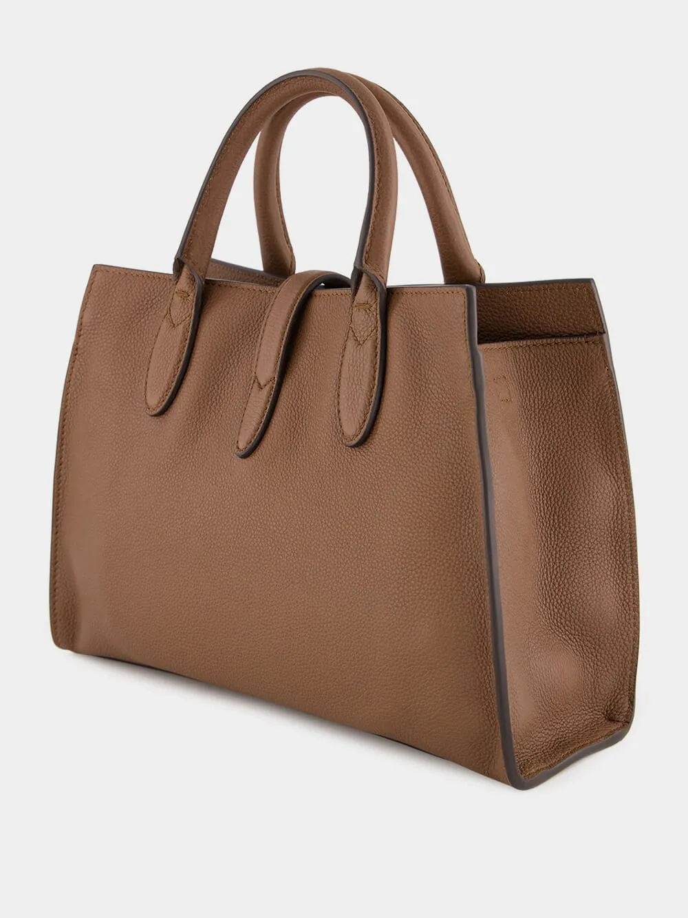 Brown Medium Tote Bag with Hook Closure