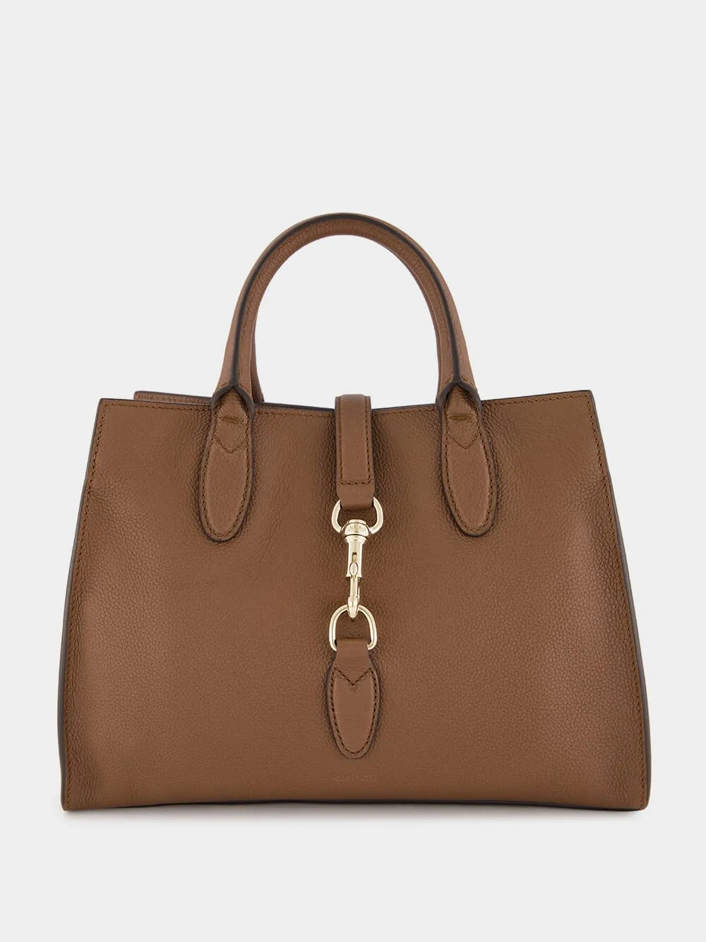 Brown Medium Tote Bag with Hook Closure