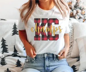 Buffalo Plaid KC Champs Ash Tee