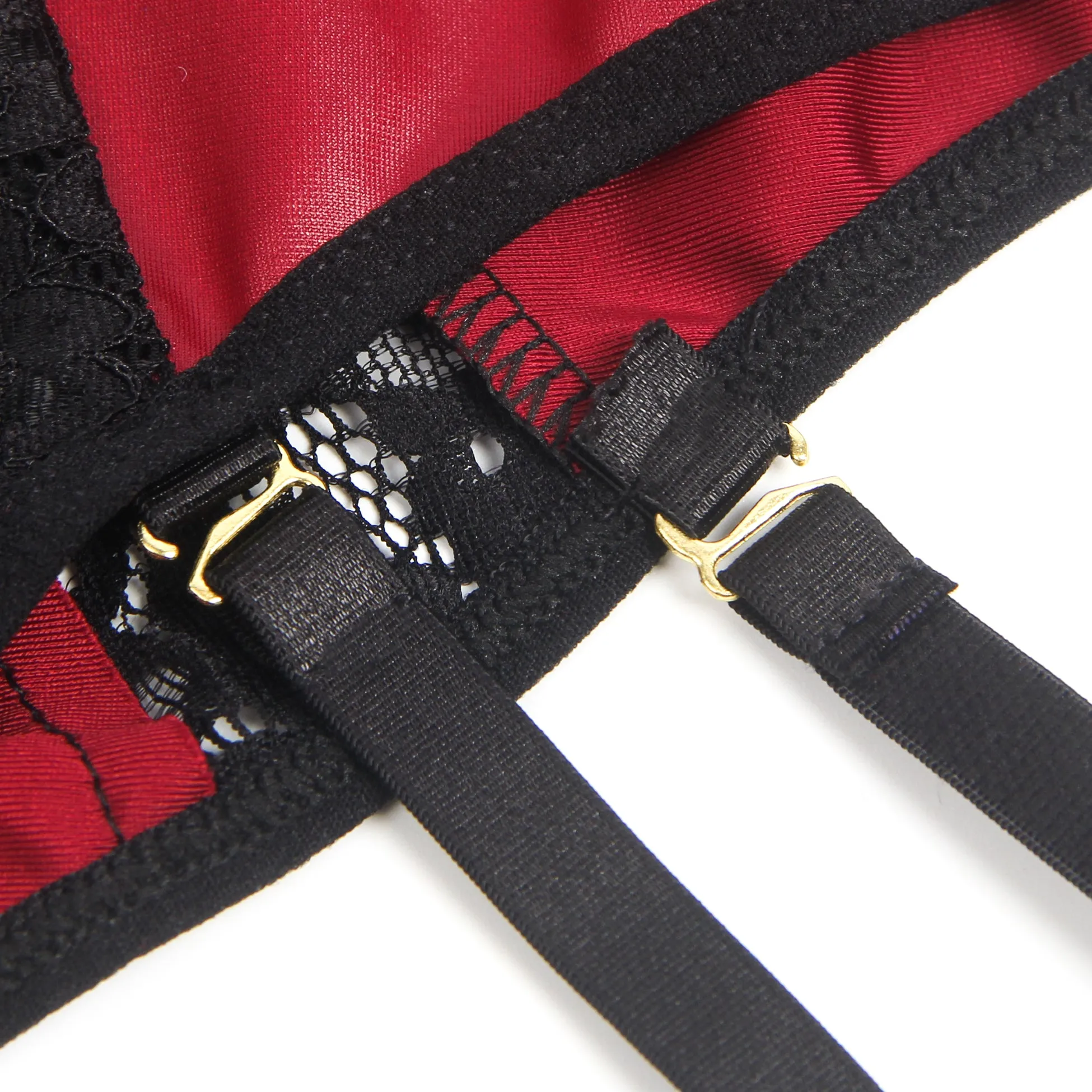 Burgundy Faux Leather Deep V Neck Halter Sexy Egypt Teddy