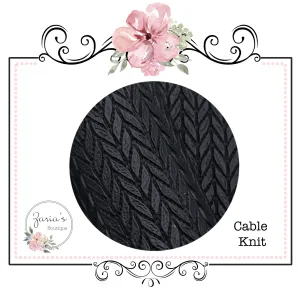 Cable Knit Textured Black Faux Leather ~ 1.95mm