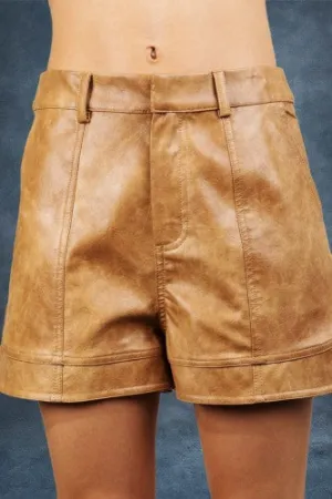 Camel Faux Leather Short