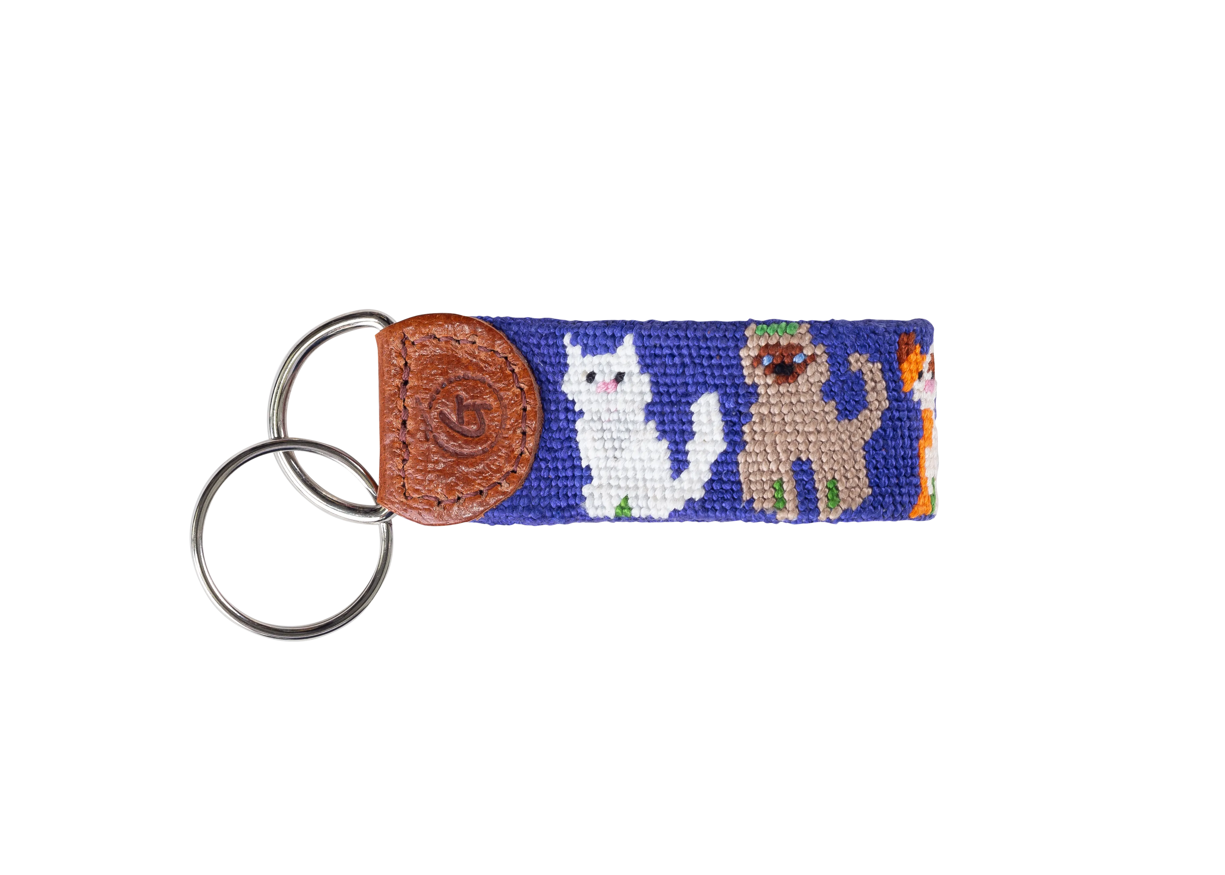 Cat Lovers Needlepoint Keychain
