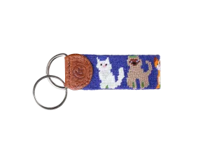 Cat Lovers Needlepoint Keychain