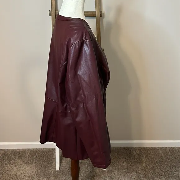 Catherines Black Label Faux Leather Jacket with Gold Details Size 1X (18/20W)