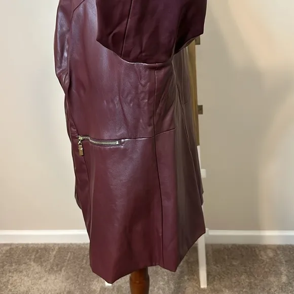 Catherines Black Label Faux Leather Jacket with Gold Details Size 1X (18/20W)