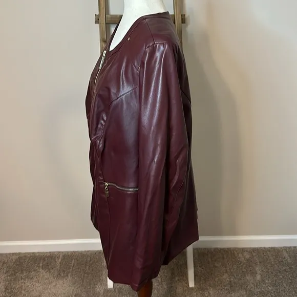 Catherines Black Label Faux Leather Jacket with Gold Details Size 1X (18/20W)