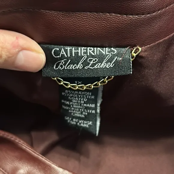 Catherines Black Label Faux Leather Jacket with Gold Details Size 1X (18/20W)