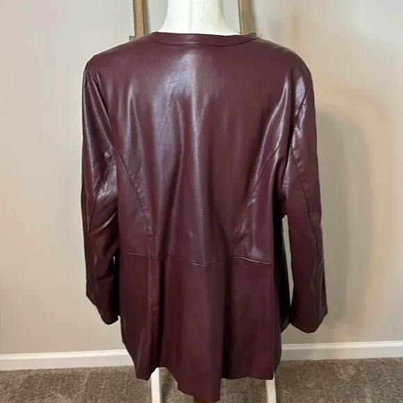 Catherines Black Label Faux Leather Jacket with Gold Details Size 1X (18/20W)