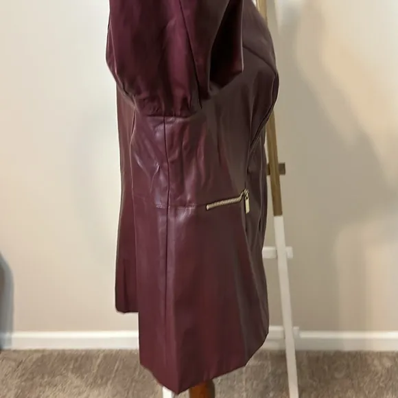 Catherines Black Label Faux Leather Jacket with Gold Details Size 1X (18/20W)
