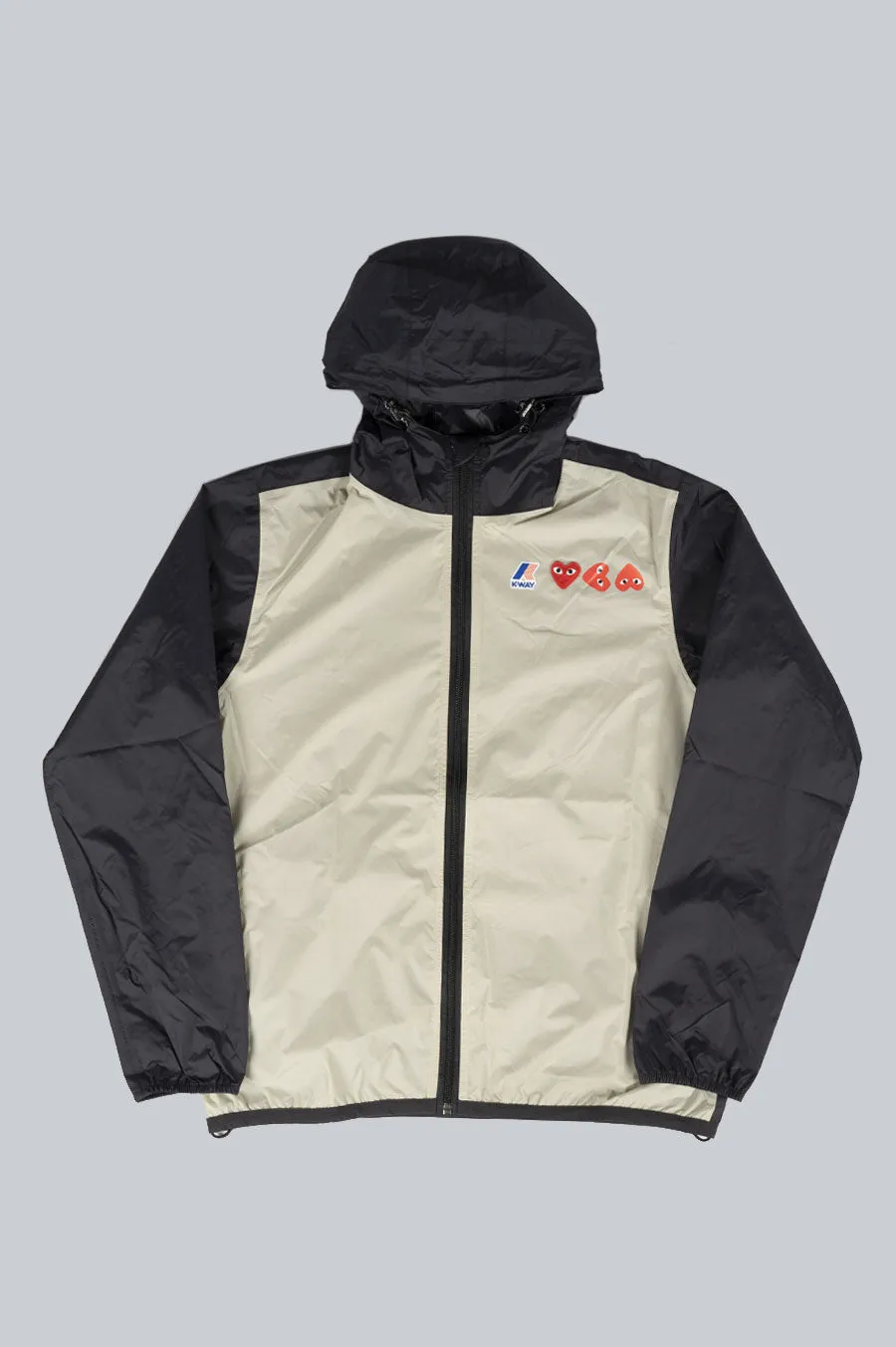 CDG PLAY X K-WAY HOODIE FULL ZIP BEIGE BLACK
