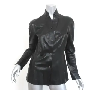 Chado Ralph Rucci Topstitched Leather Jacket Black Size 8