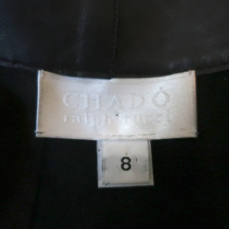 Chado Ralph Rucci Topstitched Leather Jacket Black Size 8