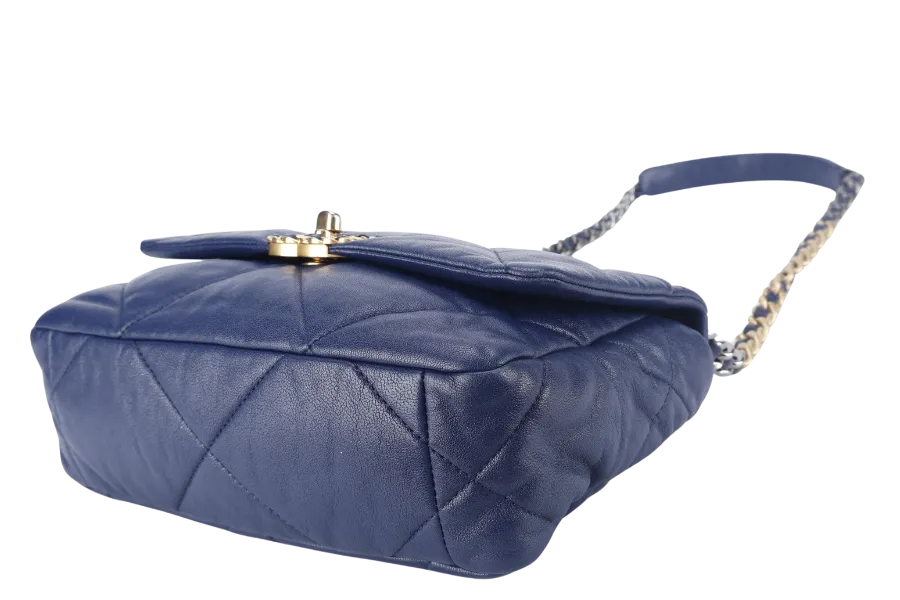 CHANEL C19 (2943xxxx) SMALL ELECTRIC BLUE CLAFSKIN MIX HARDWARE WITH DUST COVER, CARD AND BOX