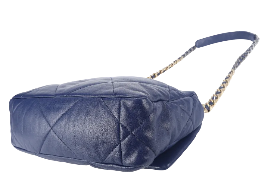 CHANEL C19 (2943xxxx) SMALL ELECTRIC BLUE CLAFSKIN MIX HARDWARE WITH DUST COVER, CARD AND BOX