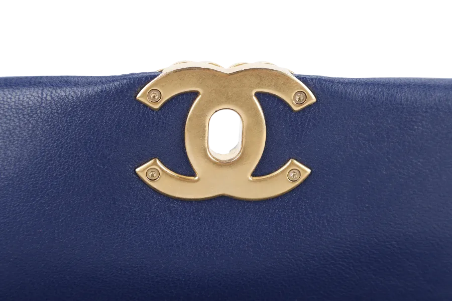 CHANEL C19 (2943xxxx) SMALL ELECTRIC BLUE CLAFSKIN MIX HARDWARE WITH DUST COVER, CARD AND BOX