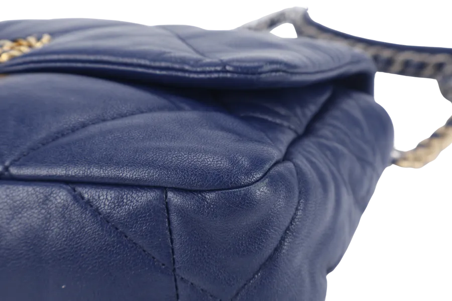 CHANEL C19 (2943xxxx) SMALL ELECTRIC BLUE CLAFSKIN MIX HARDWARE WITH DUST COVER, CARD AND BOX