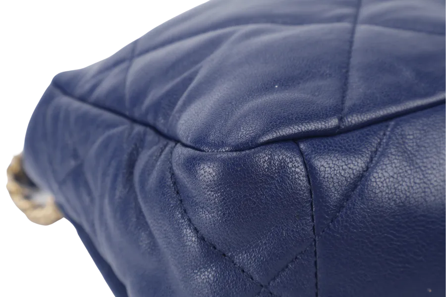 CHANEL C19 (2943xxxx) SMALL ELECTRIC BLUE CLAFSKIN MIX HARDWARE WITH DUST COVER, CARD AND BOX