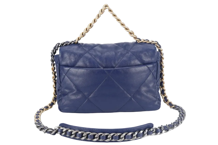 CHANEL C19 (2943xxxx) SMALL ELECTRIC BLUE CLAFSKIN MIX HARDWARE WITH DUST COVER, CARD AND BOX