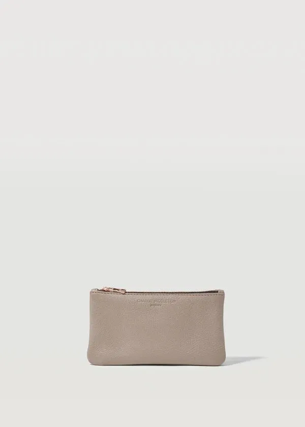CHARLIE MIDDLETON Taupe Mini Pochette - Silver