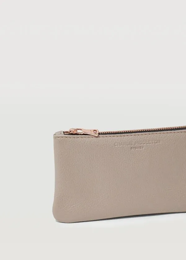 CHARLIE MIDDLETON Taupe Mini Pochette - Silver