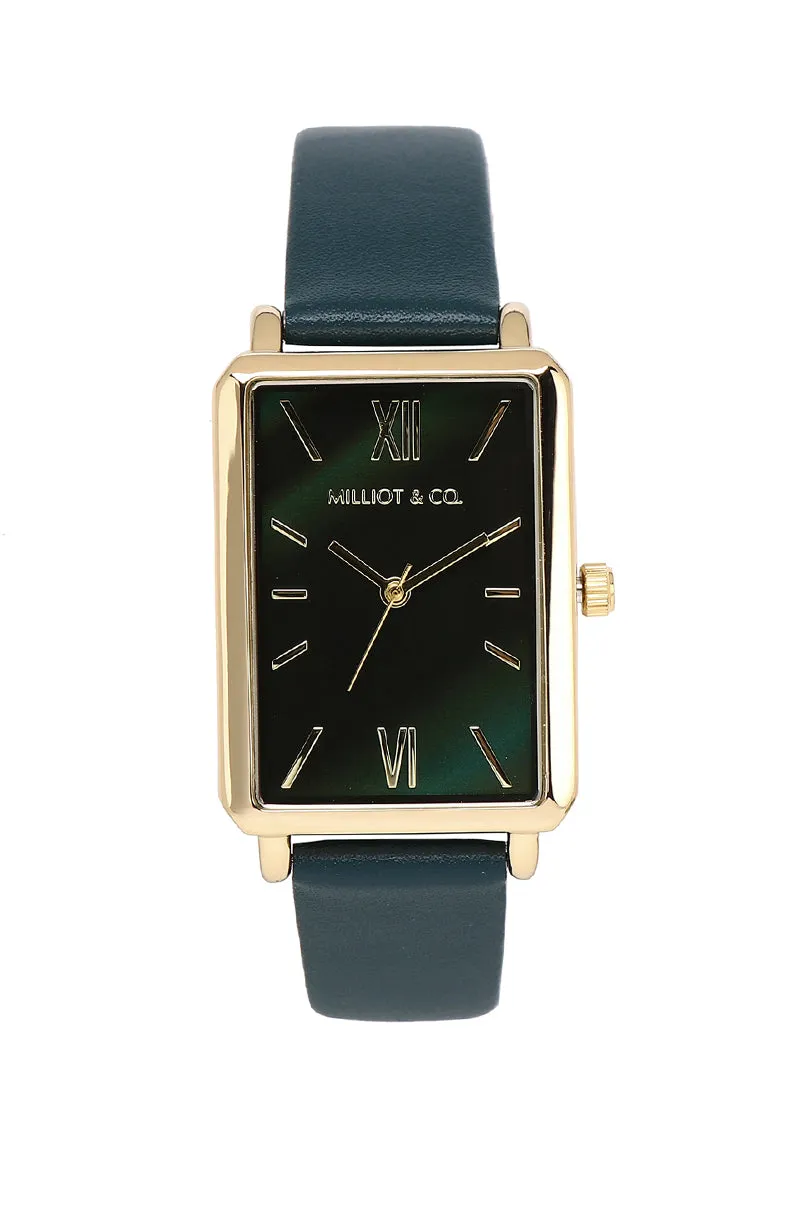 Chelsea Gold Leather Strap Watch (Cadet Blue)