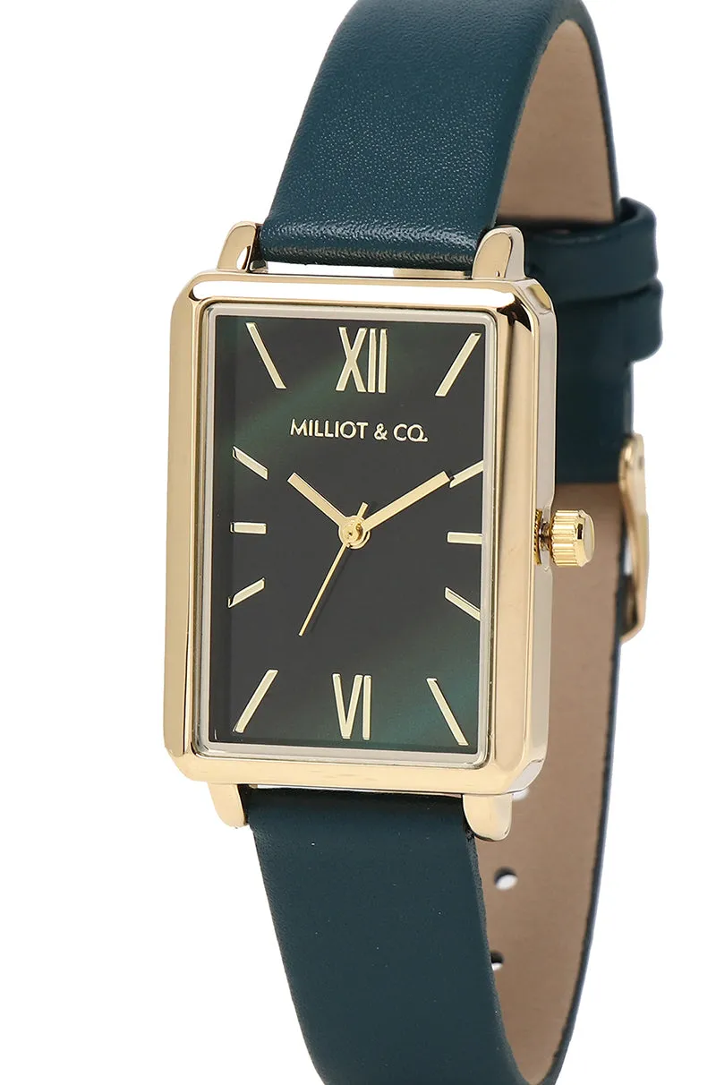 Chelsea Gold Leather Strap Watch (Cadet Blue)