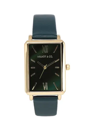 Chelsea Gold Leather Strap Watch (Cadet Blue)