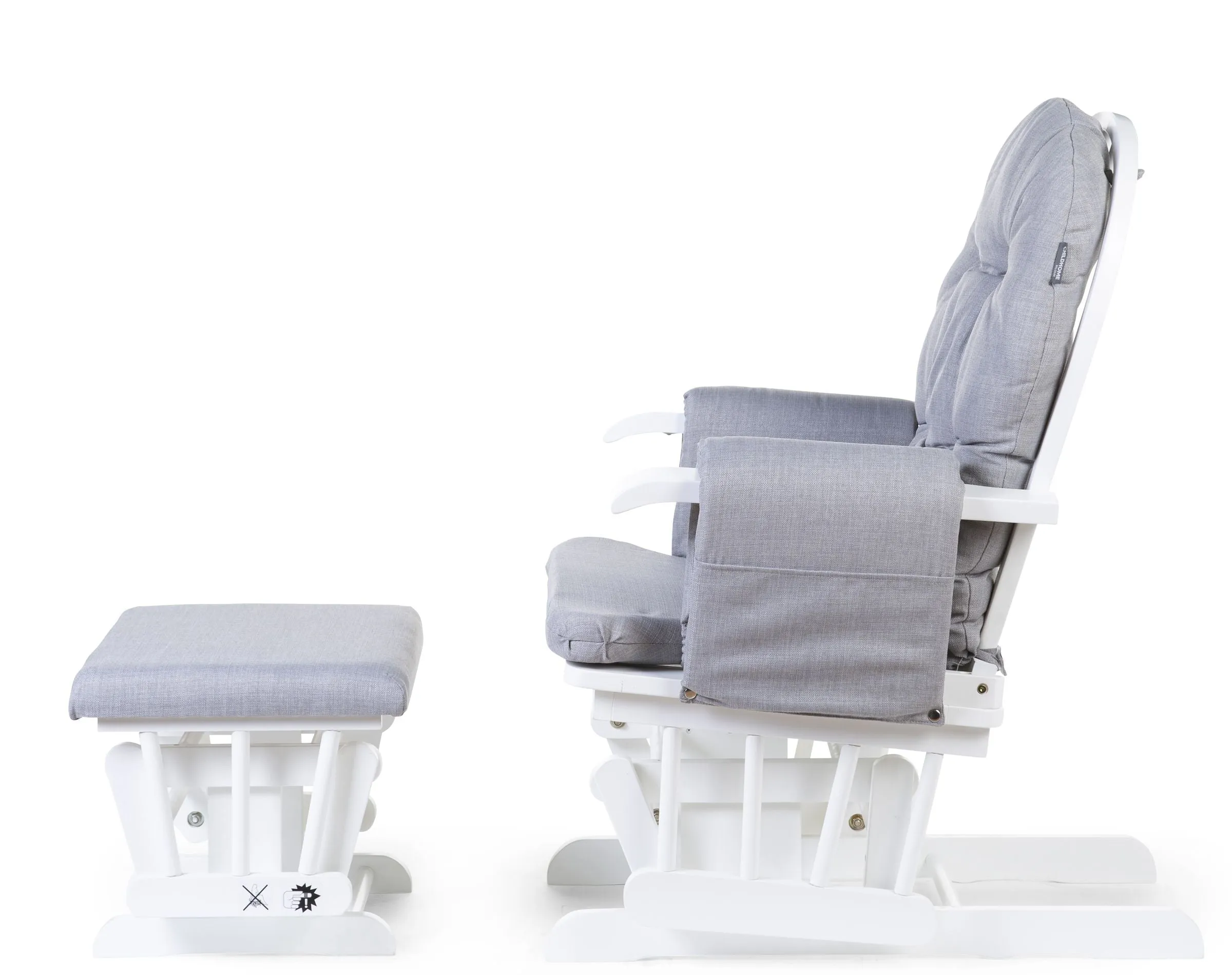 Childhome Gliding Chair Round with Footrest - Grey