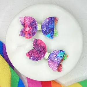 Chunky Glitter Tie Dye Riley Pigtail Bows