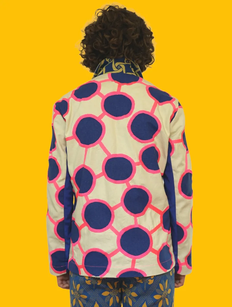 Circle Printed and Embroidered Jacket.