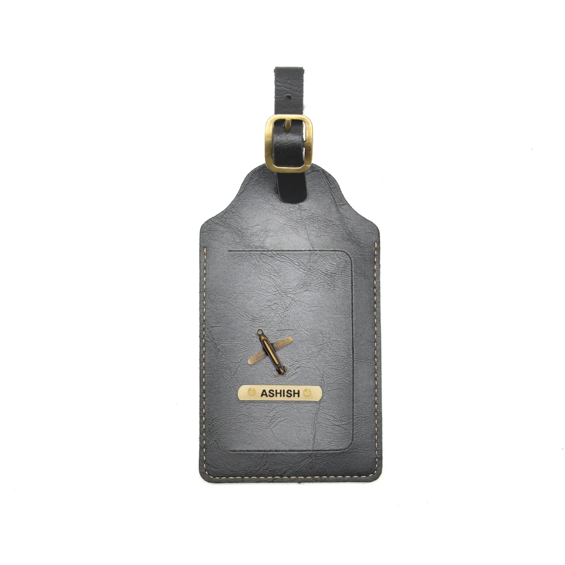 Classy Leather Customized Luggage Tag (Black)