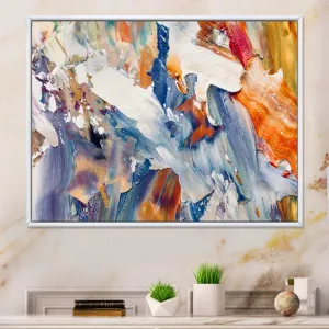 Colorful Abstract Painting Strokes XII - Print on Canvas Wrought Studio™ Size: 16" H x 32" W x 1" D Format: White Floater Framed