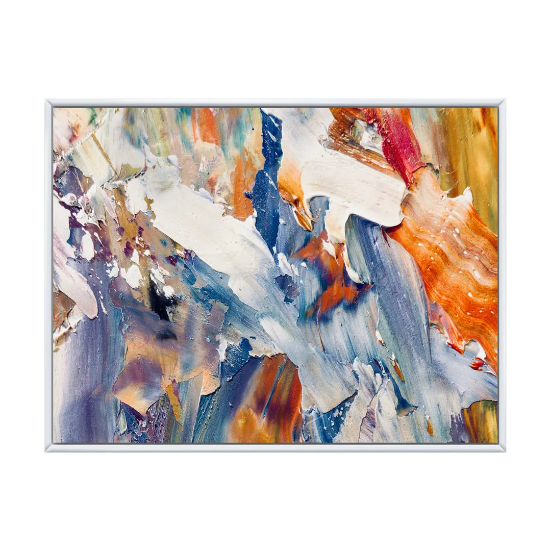 Colorful Abstract Painting Strokes XII - Print on Canvas Wrought Studio™ Size: 16" H x 32" W x 1" D Format: White Floater Framed
