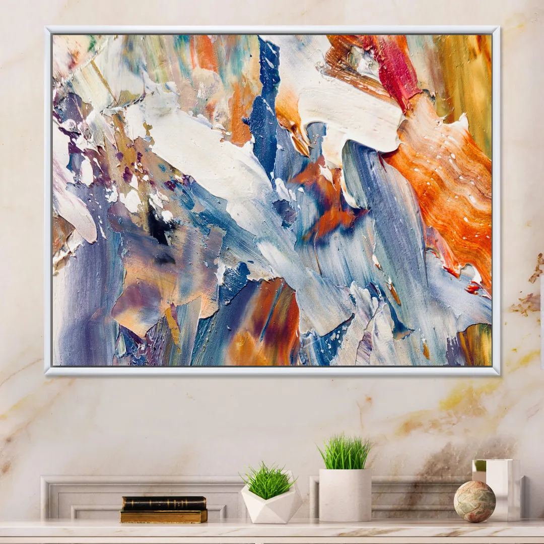 Colorful Abstract Painting Strokes XII - Print on Canvas Wrought Studio™ Size: 16" H x 32" W x 1" D Format: White Floater Framed