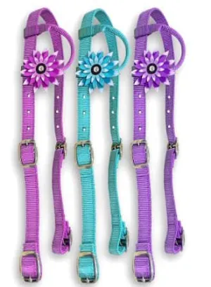 Colorful Nylon One Ear Headstall with 3D Flower Accent
