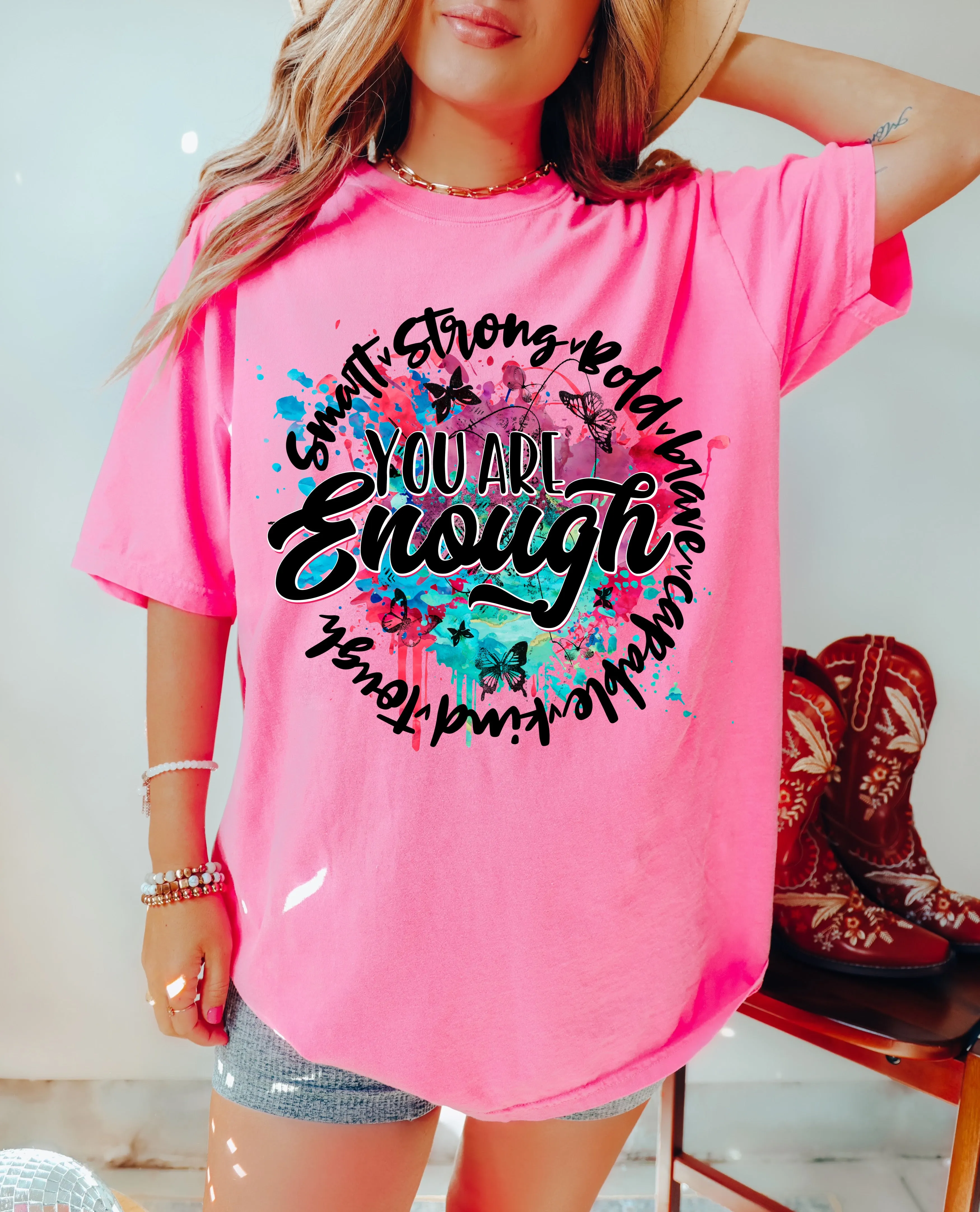 Comfort Colors or Bella Canvas You Are Enough Mental Health Tee- Mental Health Awareness Tee/ Retro Tee