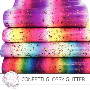 Confetti Glossy Glitter ~ Multi-Colour Rainbow Stripes ~ 4 Colours