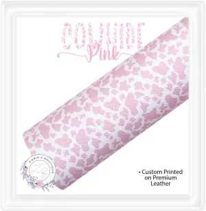 ⋅ Cowhide ⋅ Pink & White Custom Premium Vegan Faux Leather