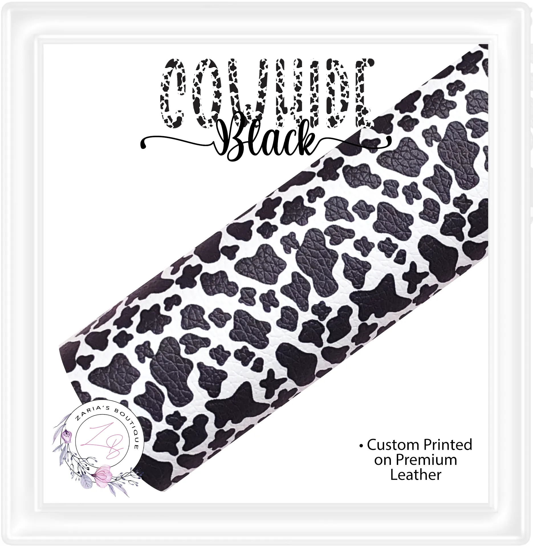 ⋅ Cowhide ⋅ Pink & White Custom Premium Vegan Faux Leather